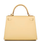 Hermes Jaune Poussin Epsom Sellier Kelly 28cm Gold Hardware