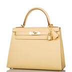Hermes Jaune Poussin Epsom Sellier Kelly 28cm Gold Hardware