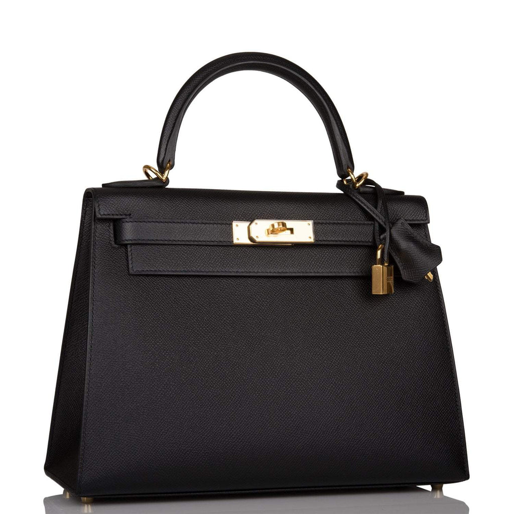 Hermes Black Epsom Sellier Kelly 28cm Gold Hardware