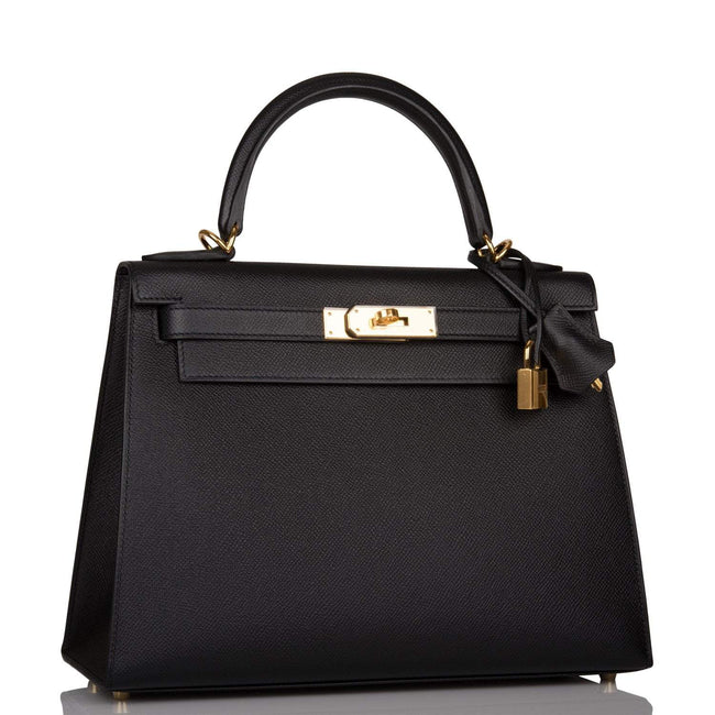 Hermes Black Epsom Sellier Kelly 28cm Gold Hardware Hover Image