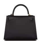 Hermes Black Epsom Sellier Kelly 28cm Gold Hardware