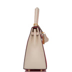 Hermes Kelly 25cm Bi-Color Rose Azalee and Craie Epsom Sellier Brushed Gold Hardware