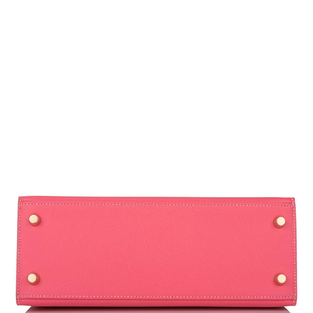 Hermes Kelly 25cm Bi-Color Rose Azalee and Craie Epsom Sellier Brushed Gold Hardware
