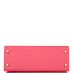 Hermes Kelly 25cm Bi-Color Rose Azalee and Craie Epsom Sellier Brushed Gold Hardware