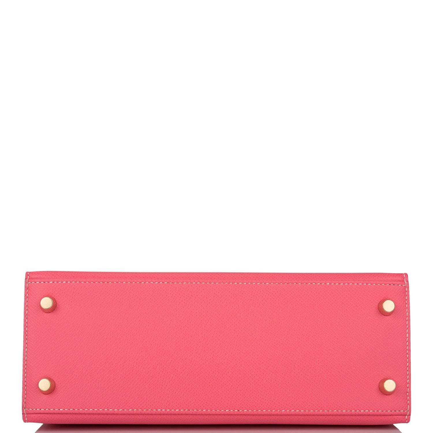 Hermes Kelly 25cm Bi-Color Rose Azalee and Craie Epsom Sellier Brushed Gold Hardware