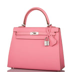 Hermes Rose Confetti Epsom Sellier Kelly 25cm Palladium Hardware