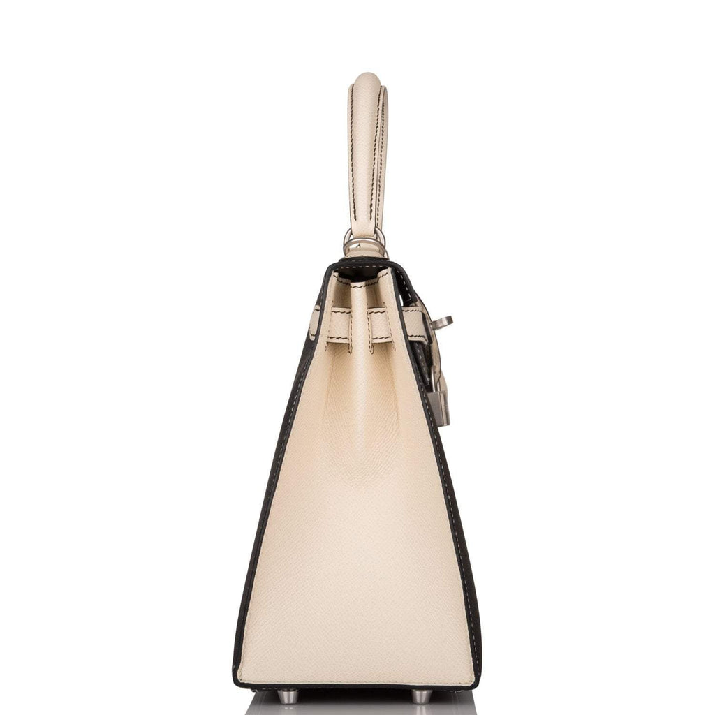 Hermes Kelly 28cm Bi-Color Black and Craie Epsom Sellier Brushed Palladium Hardware