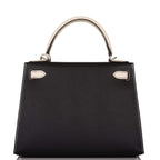 Hermes Kelly 28cm Bi-Color Black and Craie Epsom Sellier Brushed Palladium Hardware