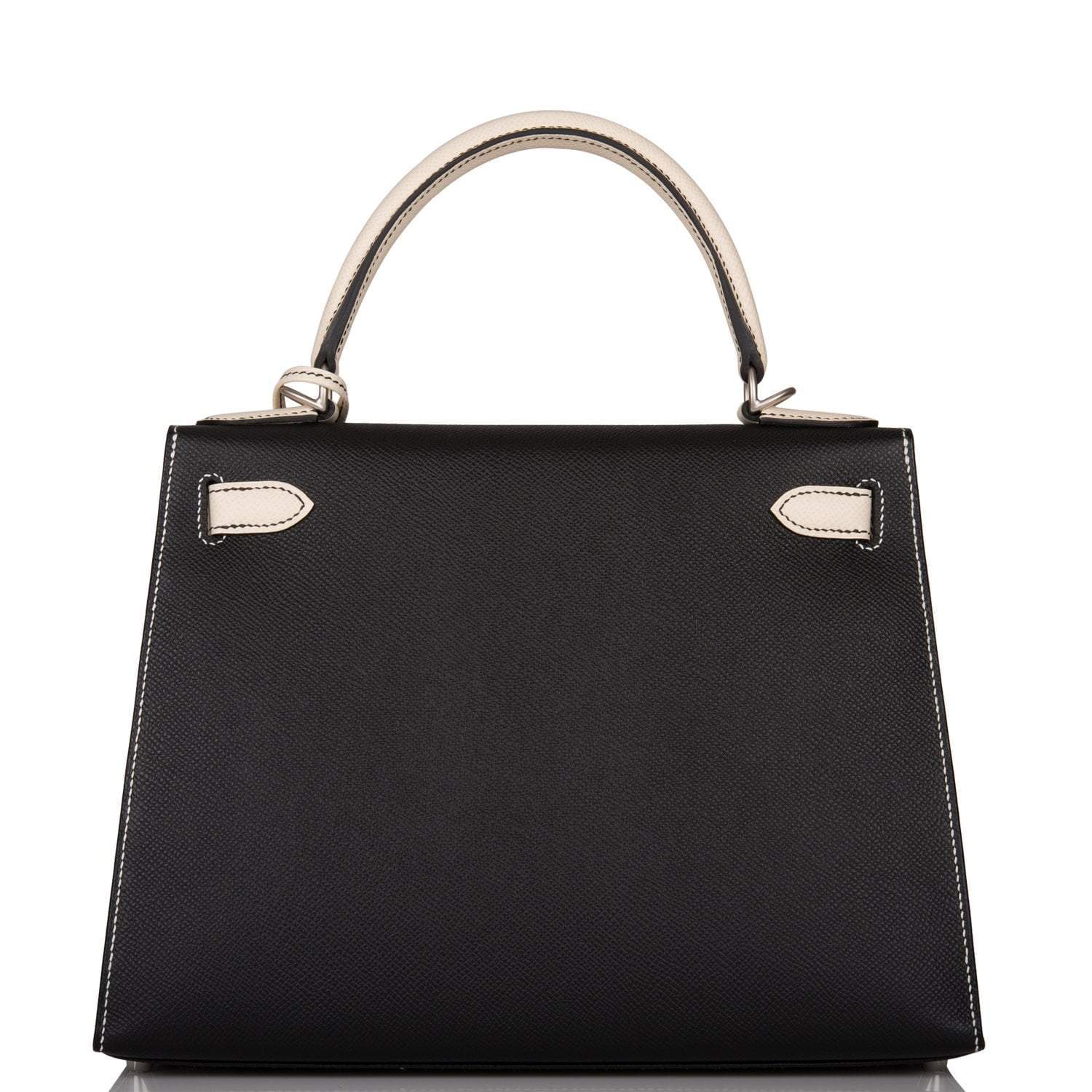 Hermes Kelly 28cm Bi-Color Black and Craie Epsom Sellier Brushed Palladium Hardware