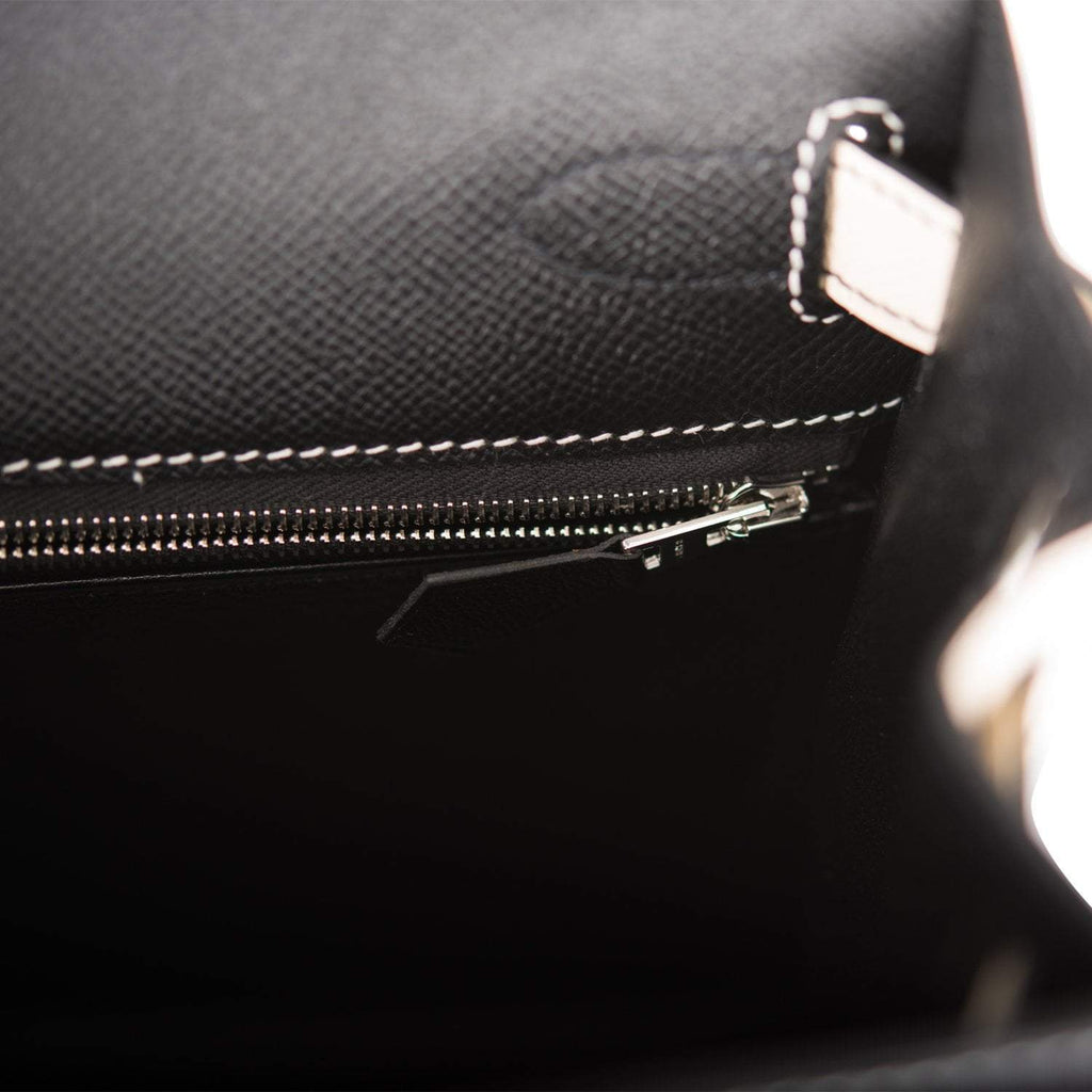 Hermes Kelly 28cm Bi-Color Black and Craie Epsom Sellier Brushed Palladium Hardware