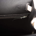 Hermes Kelly 28cm Bi-Color Black and Craie Epsom Sellier Brushed Palladium Hardware