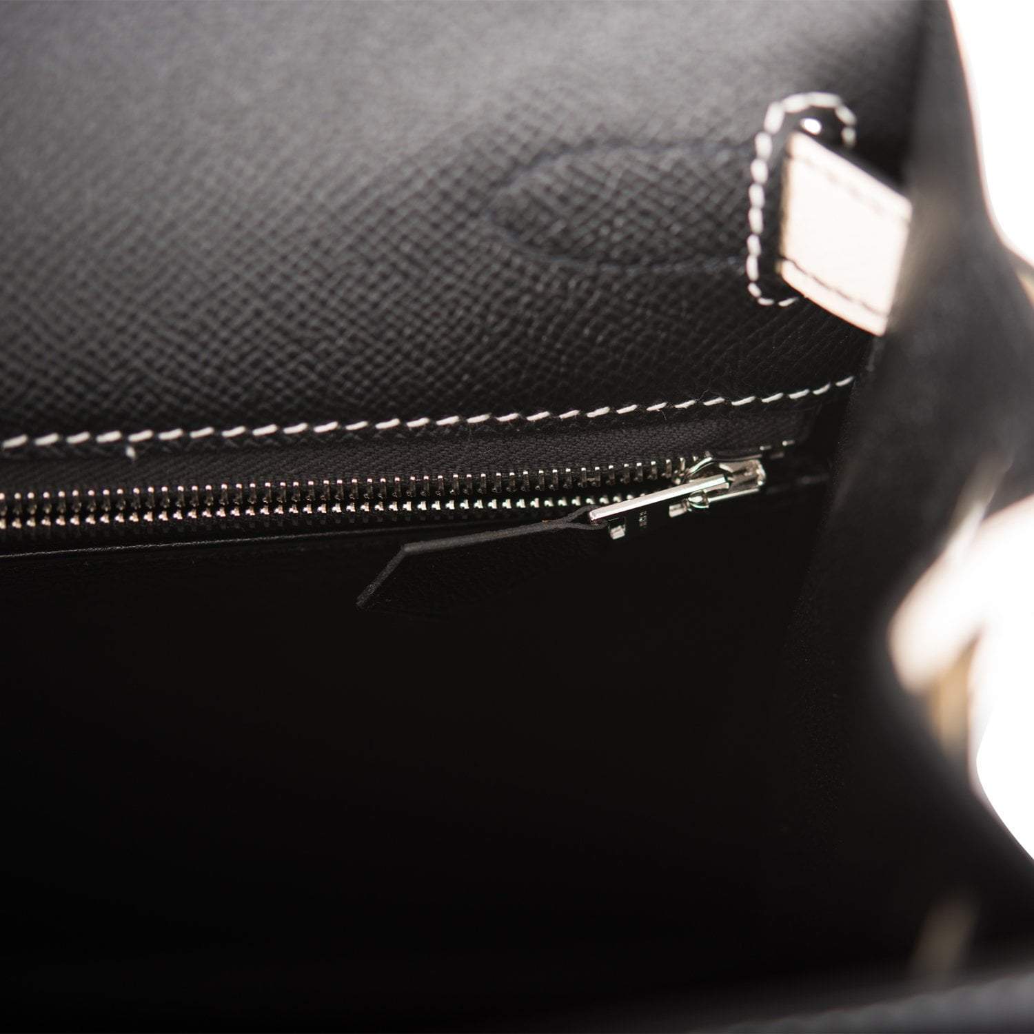 Hermes Kelly 28cm Bi-Color Black and Craie Epsom Sellier Brushed Palladium Hardware