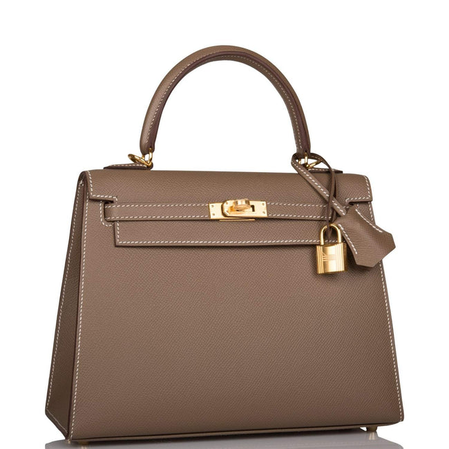 Hermes Kelly Sellier 25 Etoupe Epsom Gold Hardware Main Image