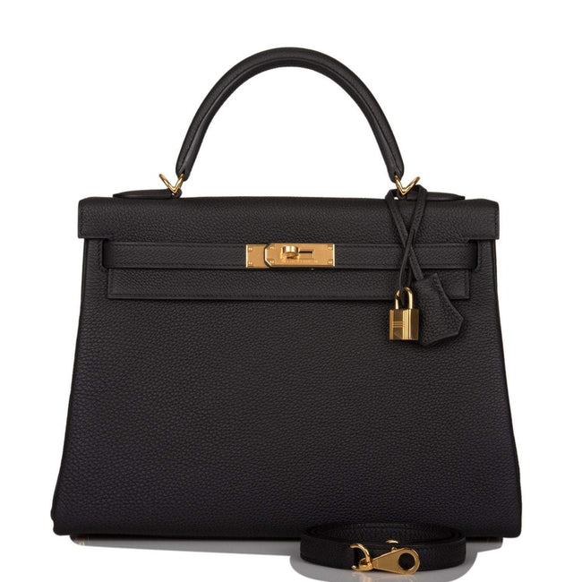 Hermes Kelly Retourne 32cm Black Togo Gold Hardware Hover Image
