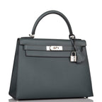 Hermes Bleu Orage Epsom Sellier Kelly 28cm Palladium Hardware