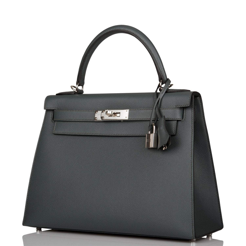 Hermes Bleu Orage Epsom Sellier Kelly 28cm Palladium Hardware