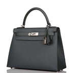 Hermes Bleu Orage Epsom Sellier Kelly 28cm Palladium Hardware