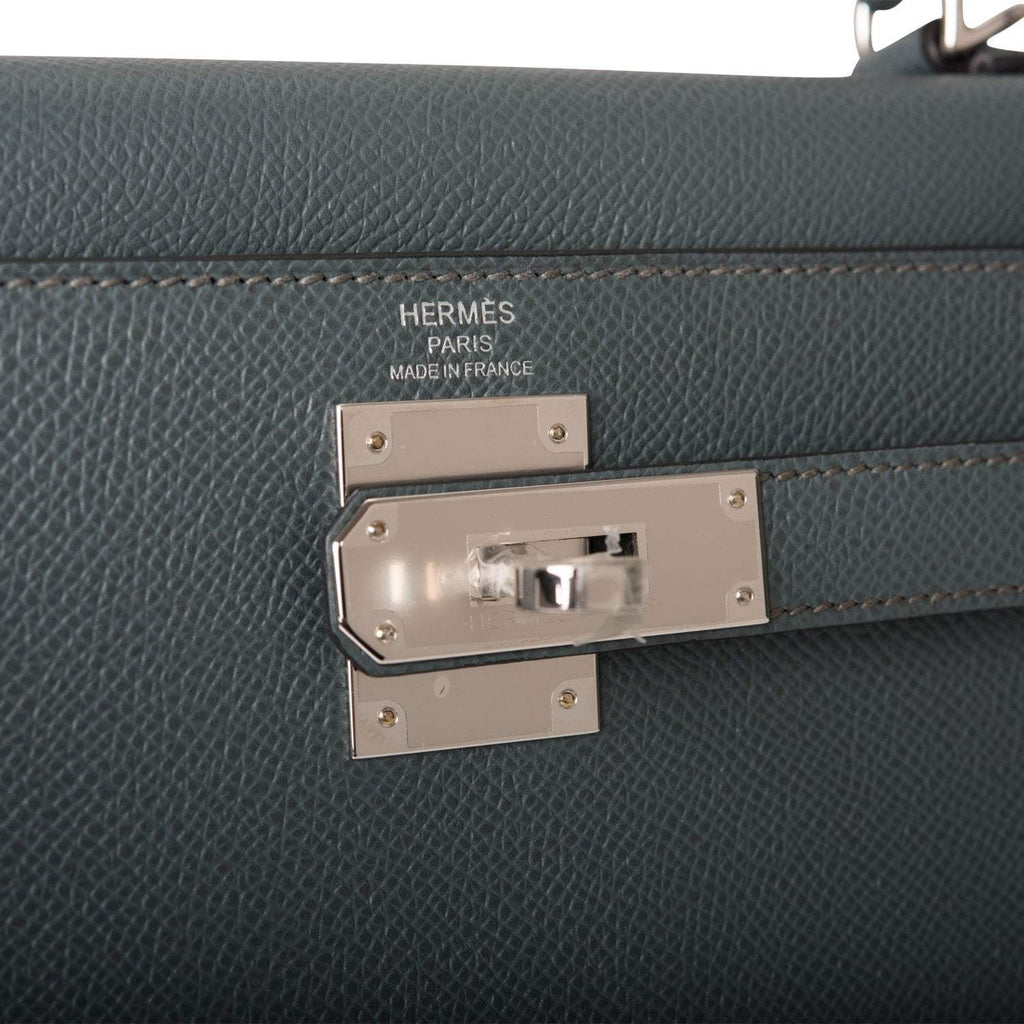 Hermes Bleu Orage Epsom Sellier Kelly 28cm Palladium Hardware