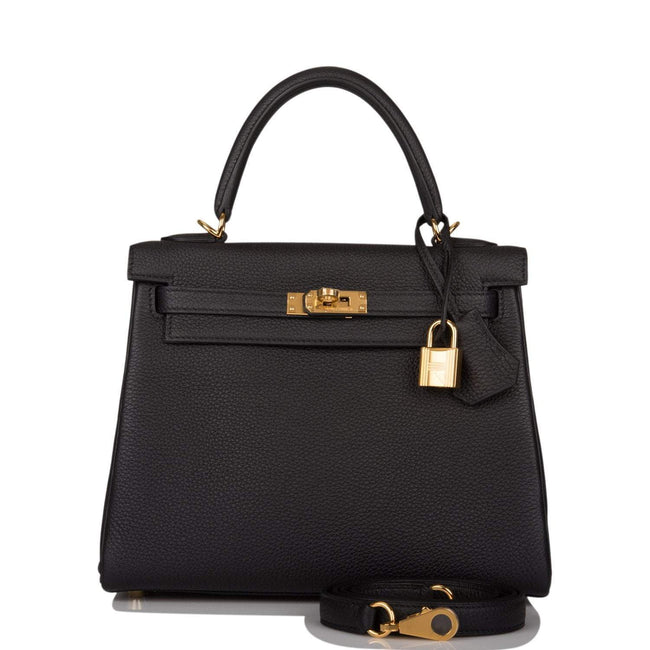 Hermes Black Togo Retourne Kelly 25cm Gold Hardware Hover Image