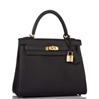 Hermes Black Togo Retourne Kelly 25cm Gold Hardware