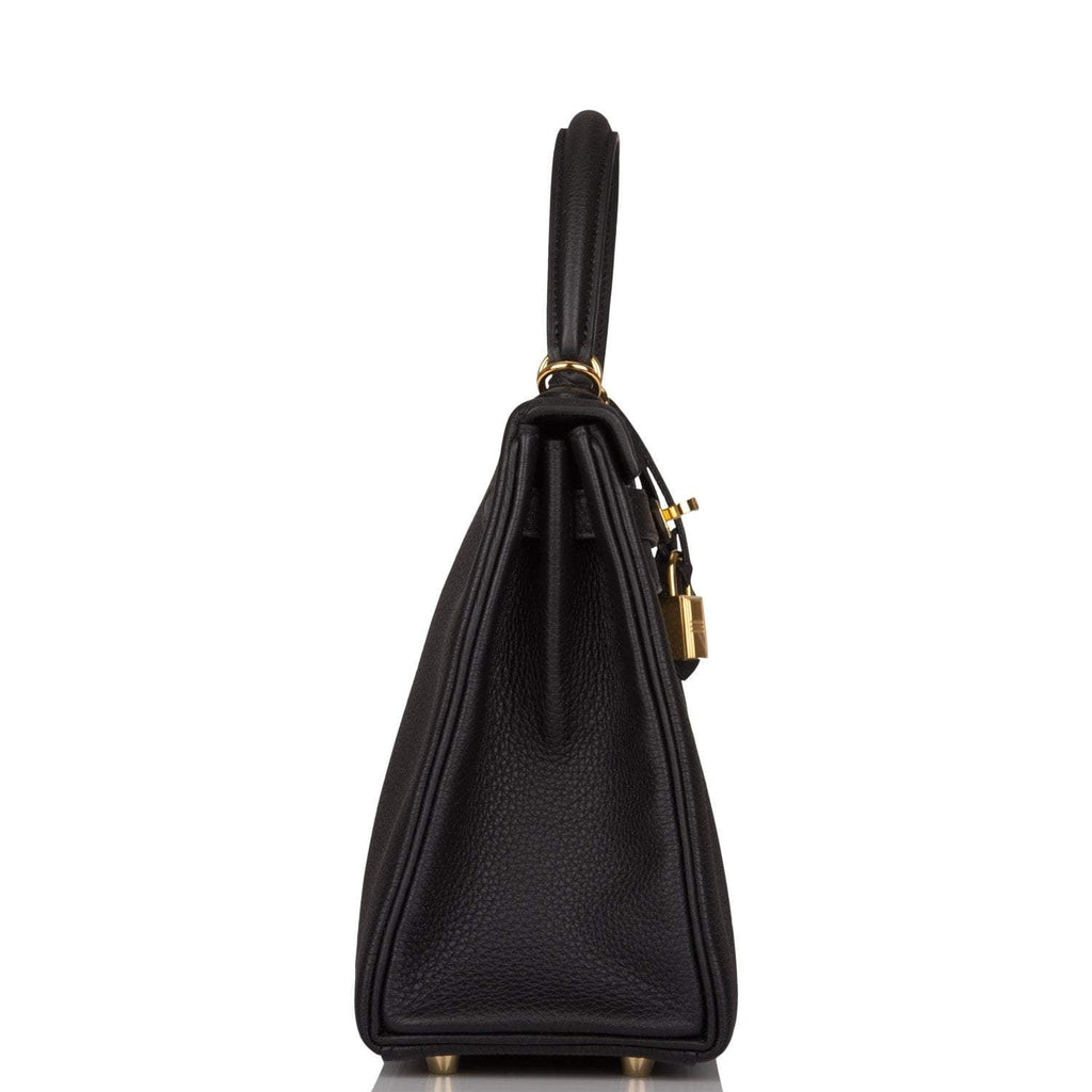 Hermes Black Togo Retourne Kelly 25cm Gold Hardware