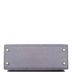 Hermes Horseshoe Stamp (HSS) Bi-Color Gris Agate and Bleu Electric Ostrich Sellier Kelly 25cm Brushed Gold Hardware