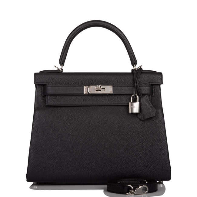 Hermes Black Togo Retourne Kelly 28cm Palladium Hardware Hover Image