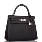 Hermes Black Togo Retourne Kelly 28cm Palladium Hardware