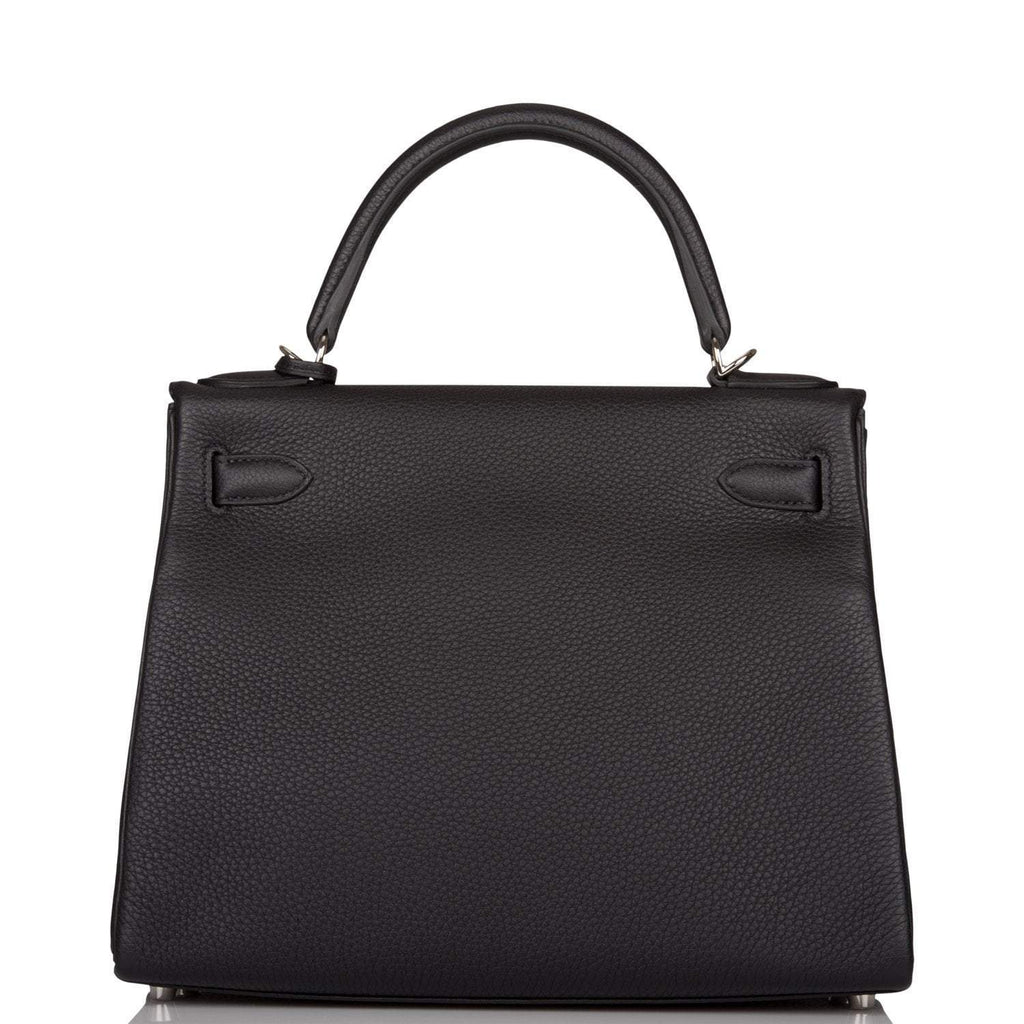 Hermes Black Togo Retourne Kelly 28cm Palladium Hardware