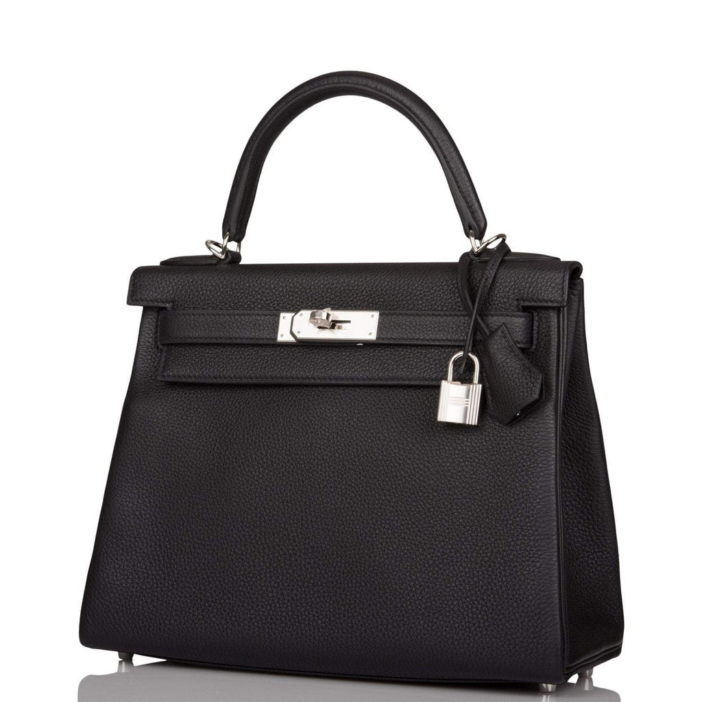 Hermes Black Togo Retourne Kelly 28cm Palladium Hardware