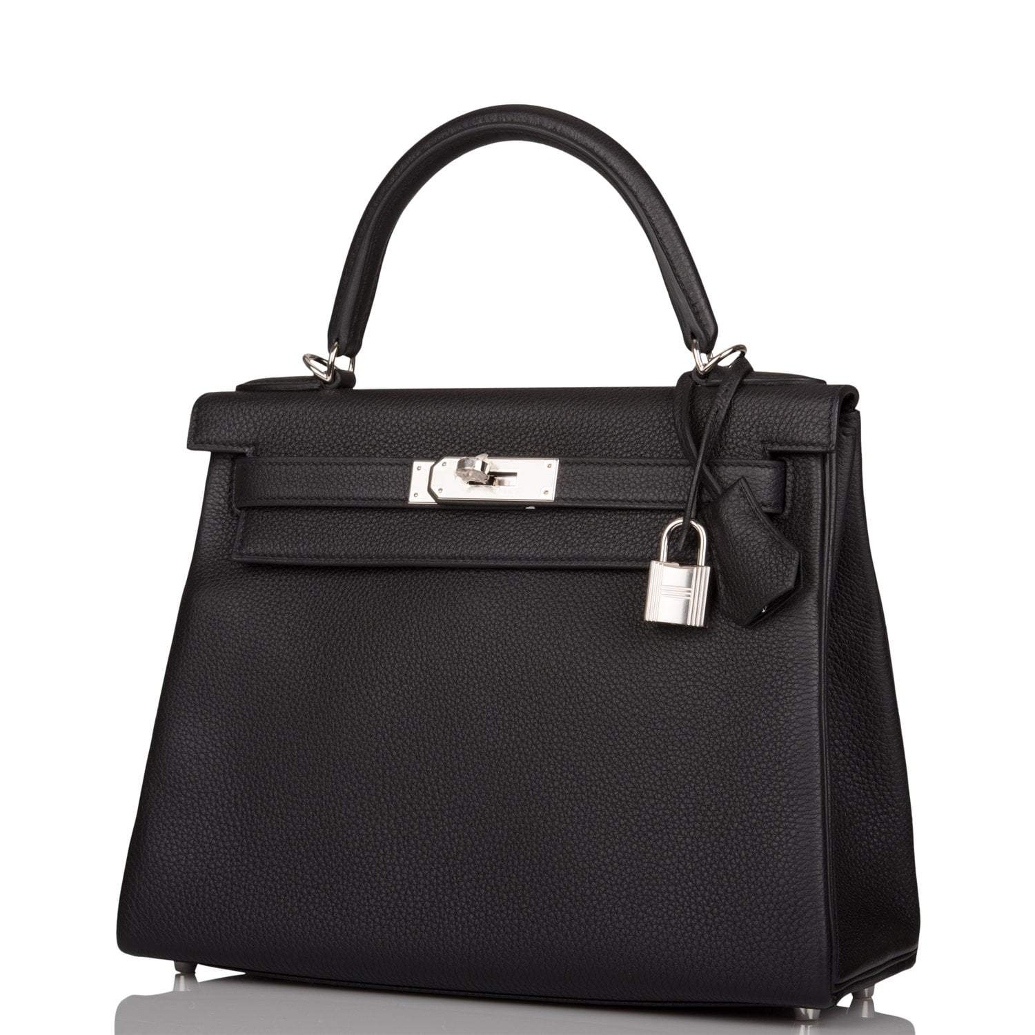 Hermes Black Togo Retourne Kelly 28cm Palladium Hardware