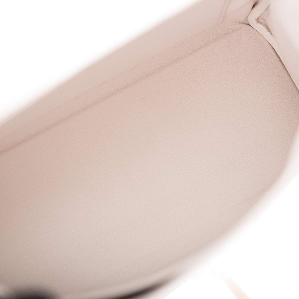 Hermes Horseshoe Stamp (HSS) Bi-Color White and Trench Clemence Retourne Kelly 25cm Gold Hardware