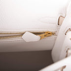 Hermes Horseshoe Stamp (HSS) Bi-Color White and Trench Clemence Retourne Kelly 25cm Gold Hardware