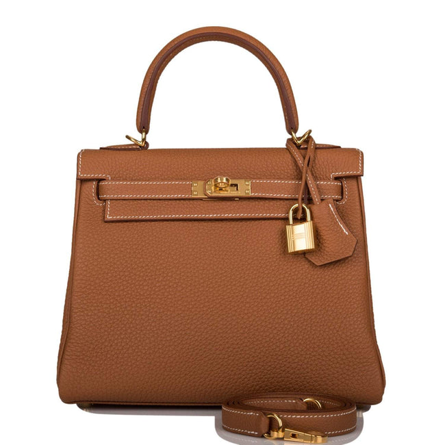 Hermes Gold Togo Retourne Kelly 25cm Gold Hardware Hover Image