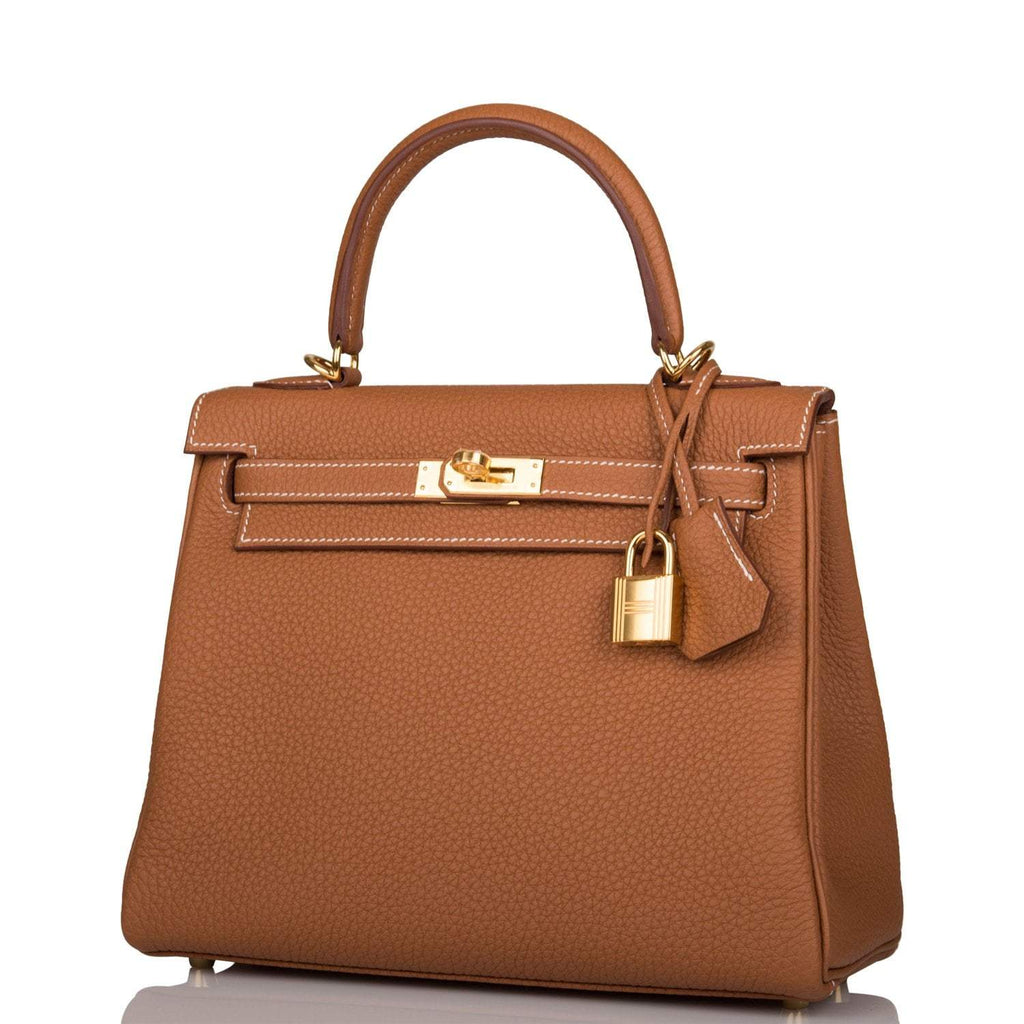 Hermes Gold Togo Retourne Kelly 25cm Gold Hardware