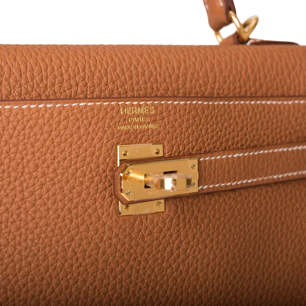 Hermes Gold Togo Retourne Kelly 25cm Gold Hardware