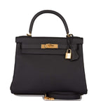 Hermes Black Togo Retourne Kelly 28cm Gold Hardware