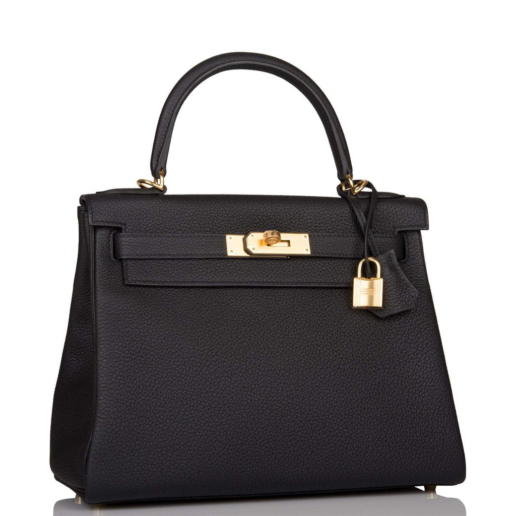 Hermes Black Togo Retourne Kelly 28cm Gold Hardware