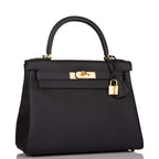 Hermes Black Togo Retourne Kelly 28cm Gold Hardware