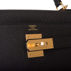 Hermes Black Togo Retourne Kelly 28cm Gold Hardware