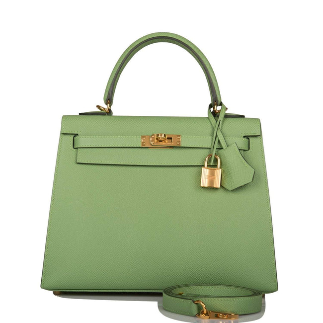 Hermes Vert Criquet Epsom Sellier Kelly 25cm Gold Hardware Hover Image