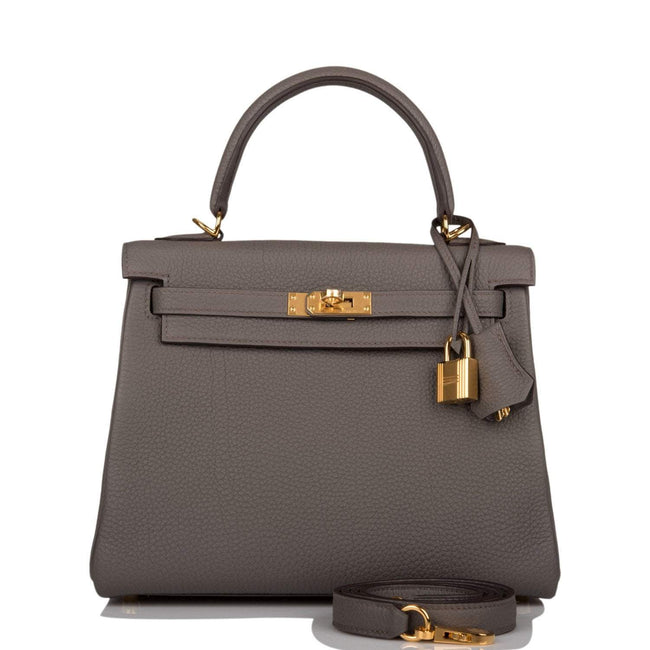 Hermes Etain Togo Retourne Kelly 25cm Gold Hardware Hover Image