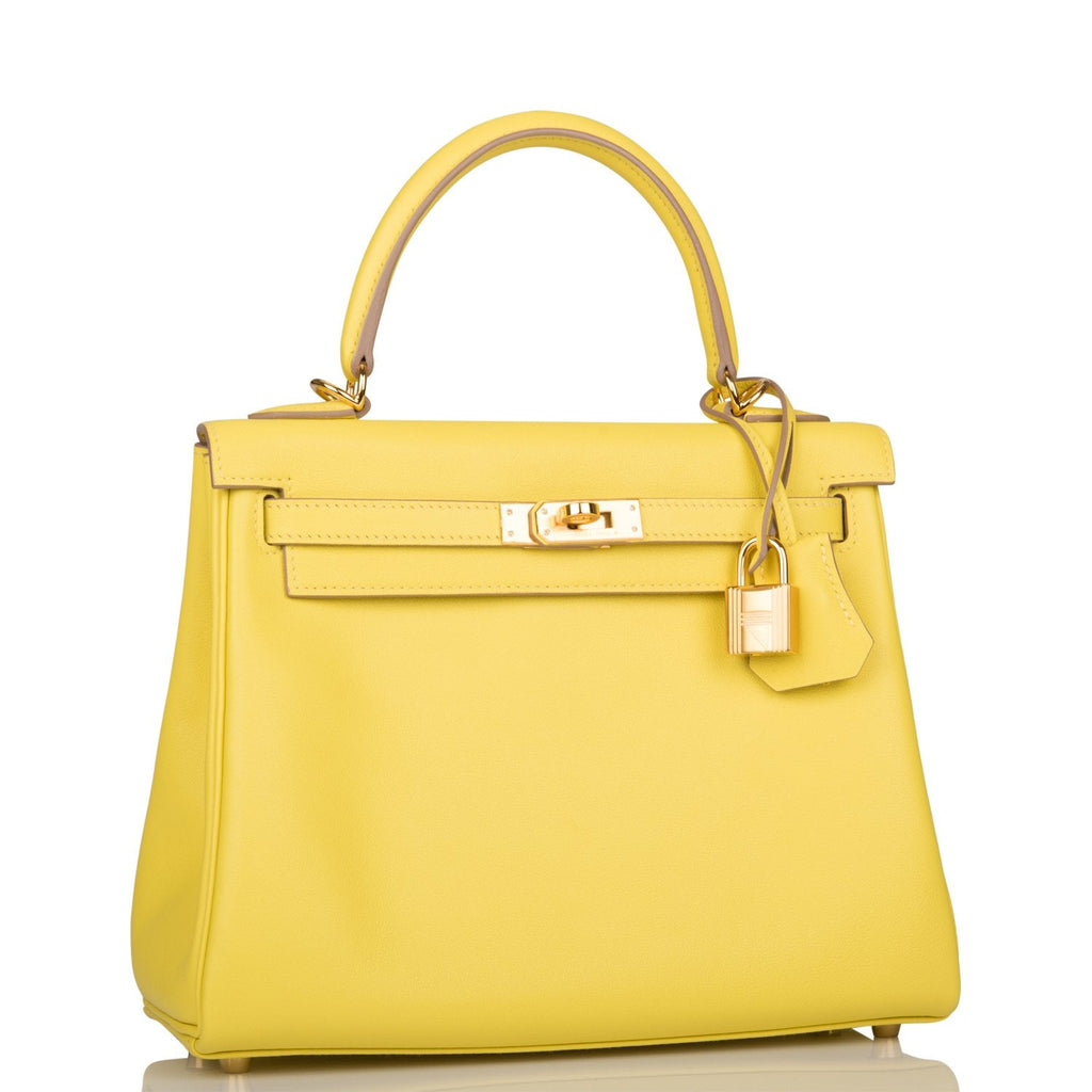 Hermes Lime Swift Retourne Kelly 25cm Gold Hardware