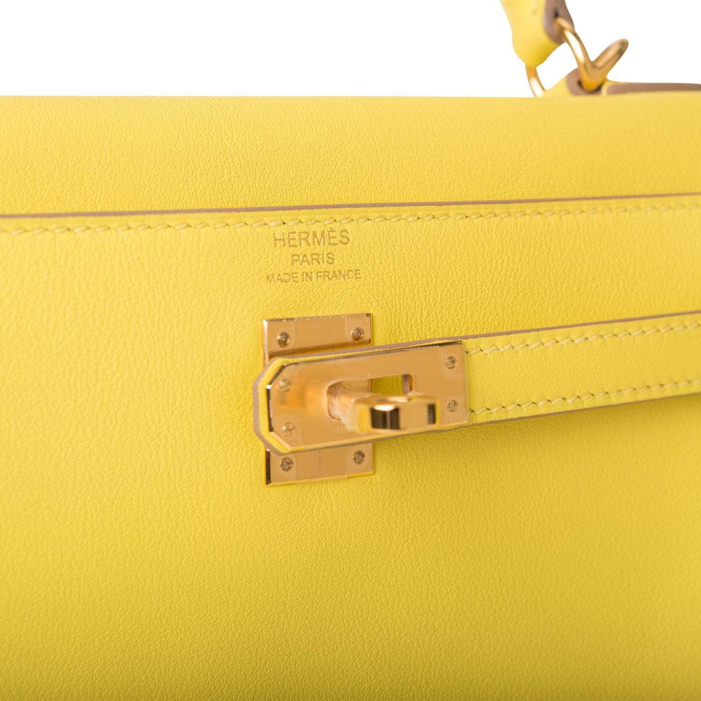 Hermes Lime Swift Retourne Kelly 25cm Gold Hardware