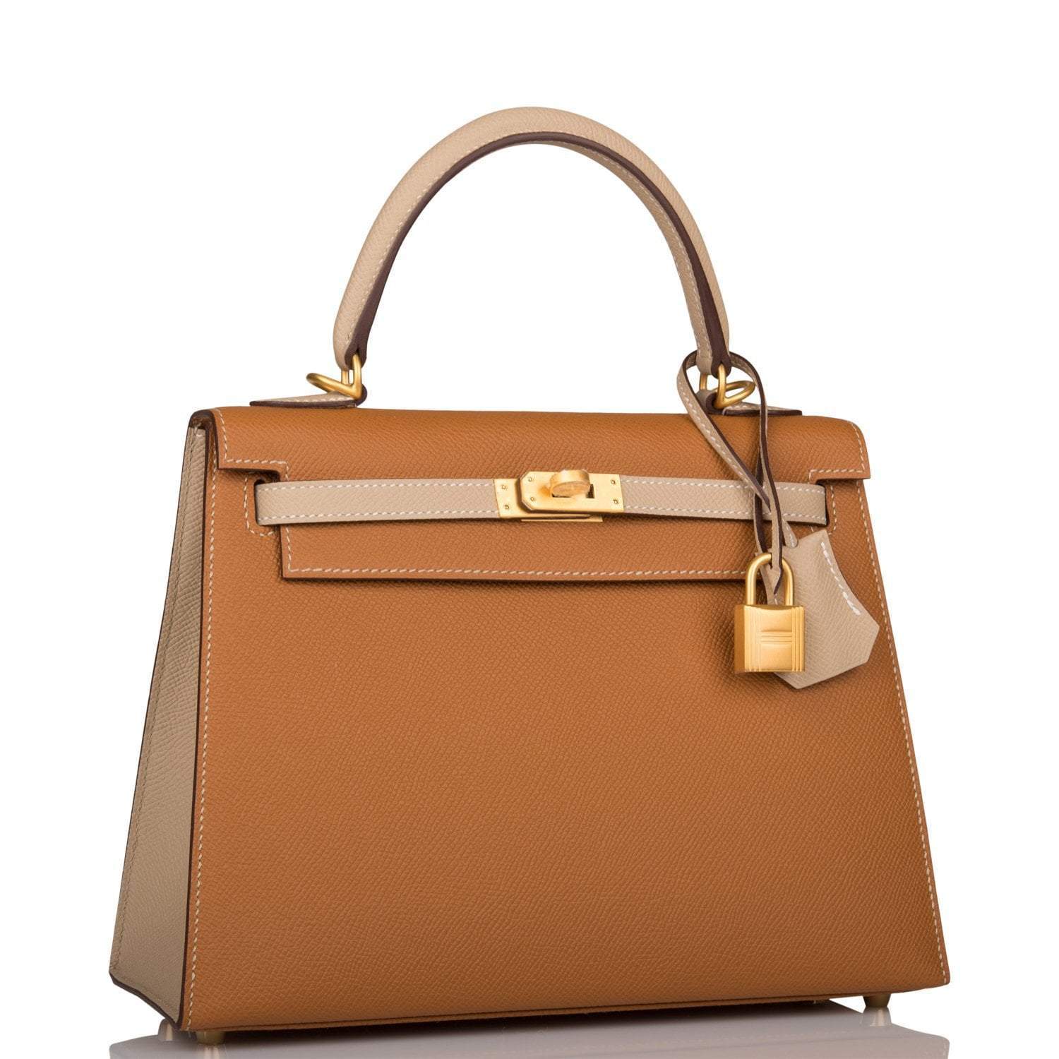 Hermes Kelly Sellier 25cm Gold and Trench Epsom  Brushed Gold Hardware
