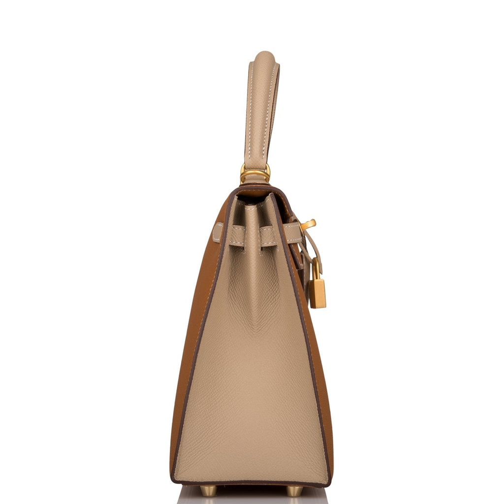 Hermes Kelly Sellier 25cm Gold and Trench Epsom  Brushed Gold Hardware