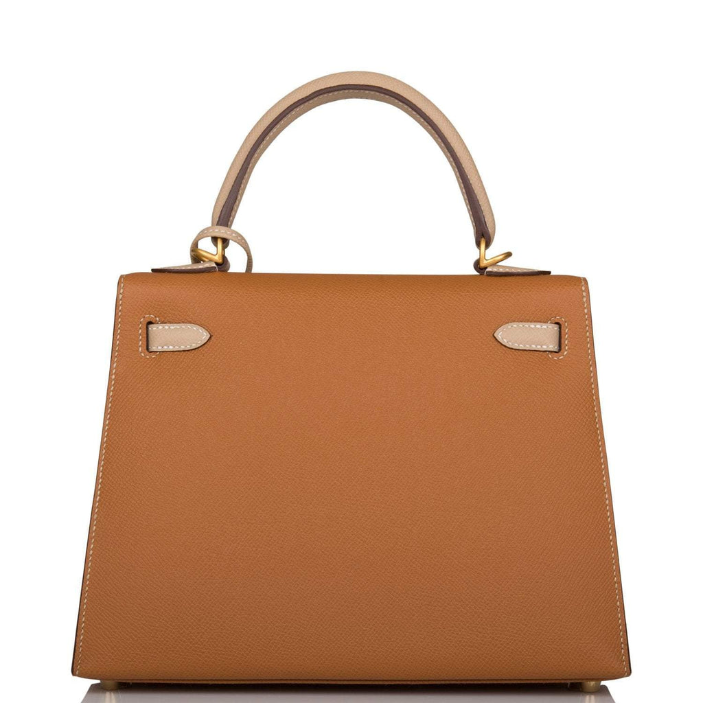 Hermes Kelly Sellier 25cm Gold and Trench Epsom  Brushed Gold Hardware