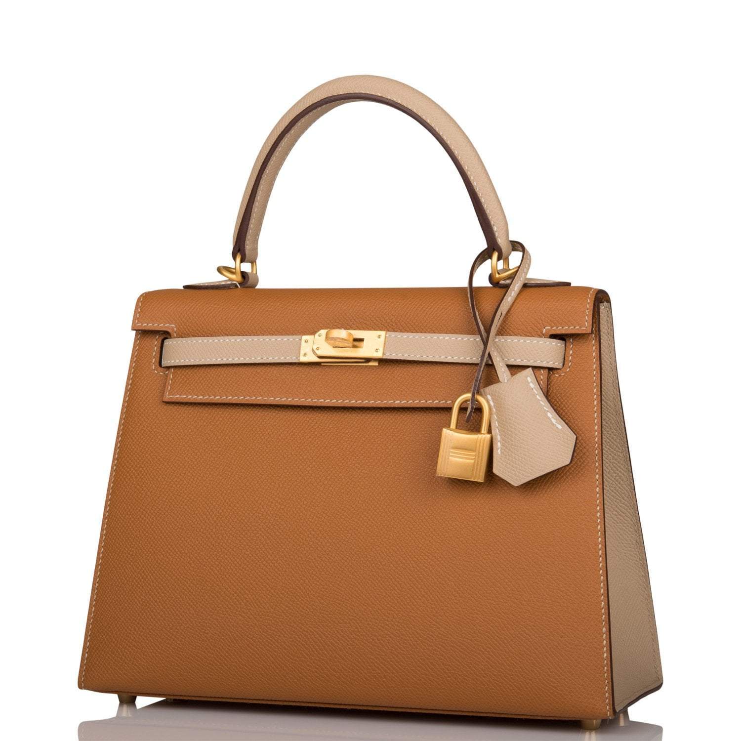 Hermes Kelly Sellier 25cm Gold and Trench Epsom  Brushed Gold Hardware