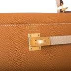 Hermes Kelly Sellier 25cm Gold and Trench Epsom  Brushed Gold Hardware
