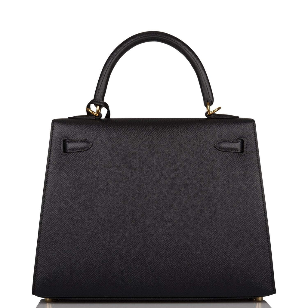 Hermes Black Epsom Sellier Kelly 25cm Gold Hardware